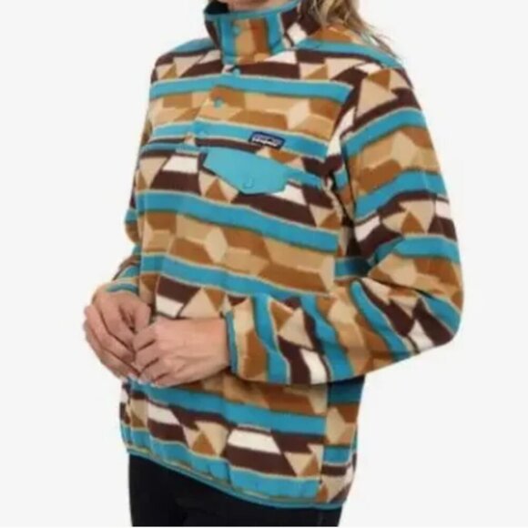 Patagonia Synchilla Snap-T Pullover In Guatemalan Tango Bear Brown Print Small - Picture 1 of 11